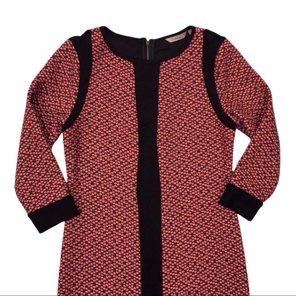 Vintage M Darling pink black knit midi dress mini dress 80s knit long sleeve - Picture 5 of 9
